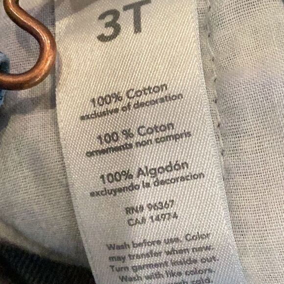 Oshkosh Polka Dot Overalls 3T Blue Denim Bibbed White Circles Tie Belt Vestbak - Picture 15 of 15